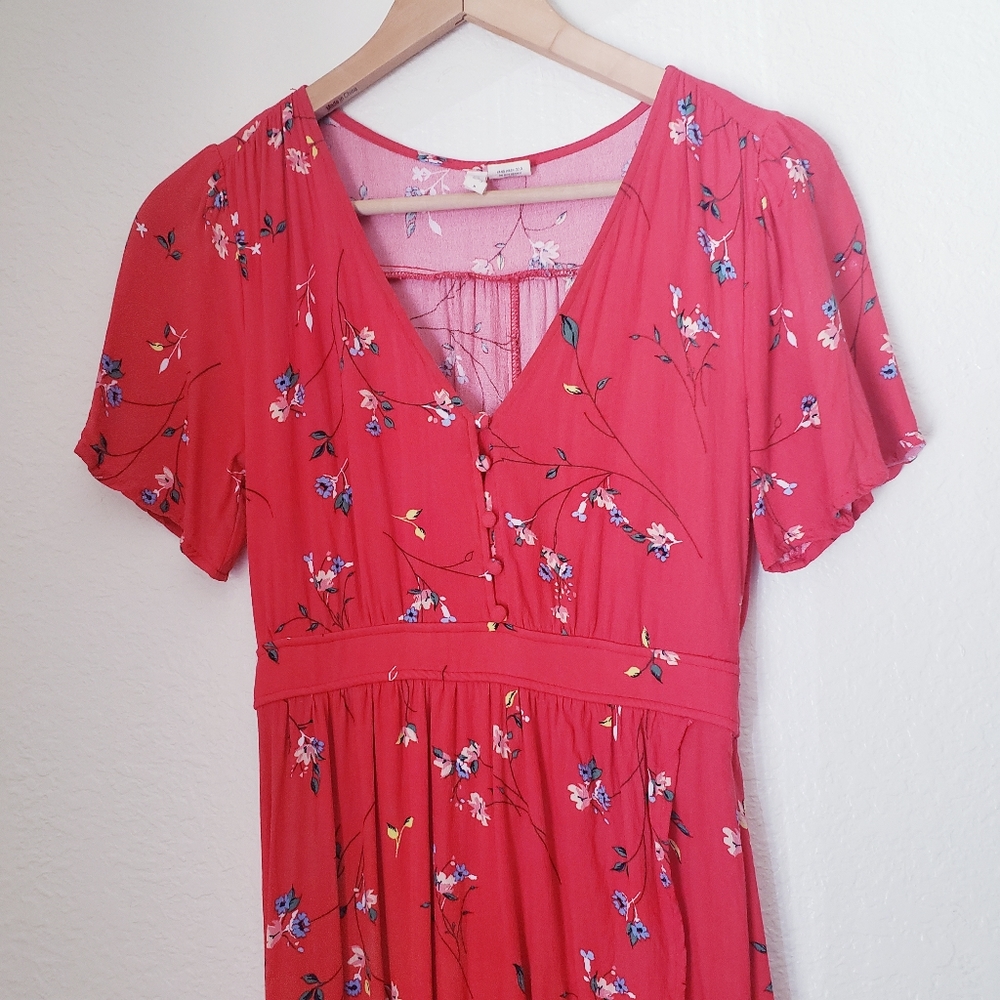 Tilly's Sky & Sparrow Red Floral  High Low Dress